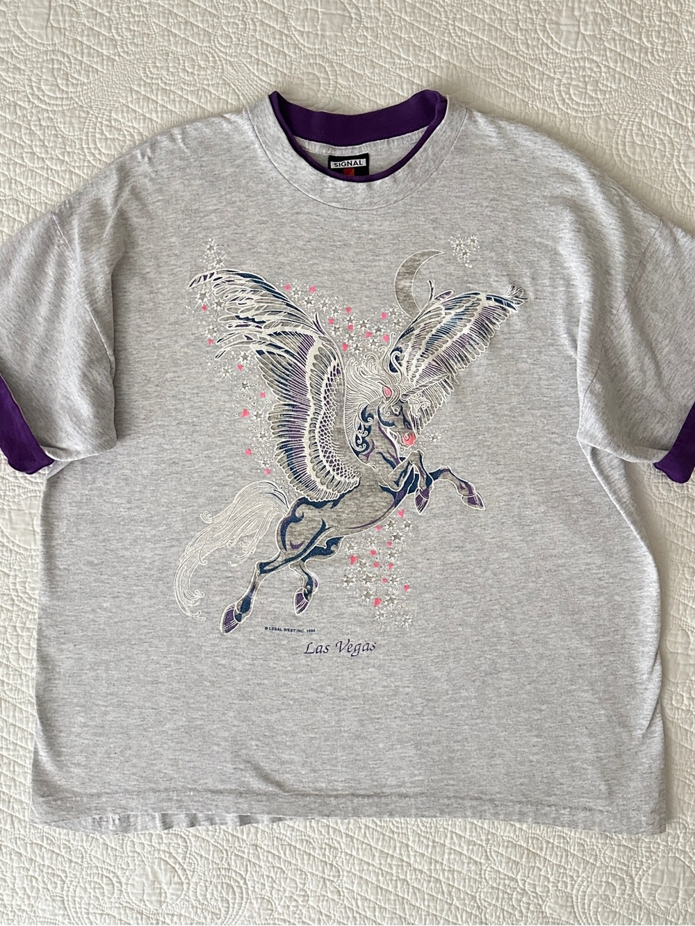 Vintage 90s Signal Sport Las Vegas Pegasus Unicorn Graphic Tee Made in USA